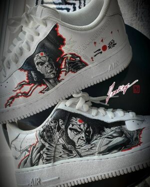 Mansour Barnaoui Instagram - Mes Air Samuraï personnalisé par @jeekey_tattoo enfin fini #afrosamurai 🤩
Merci 🙏🏽

#shoes #manga #animée #power #fighter #Samuraï #airforce1