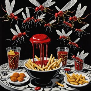 Marco Antonio Caponi Instagram - IA. INVASIÓN ARTIFICIAL 02/4 2024; Bs As,

En febrero del 2024; Bs As, una invasión intenta infectar a toda la población 
Hay un plan siniestro
Hay una dieta macabra
Hay zombies impredecibles invisibles 
Hay un trasfondo político 
un intento de colonización mental
El AI-pocalipsis 

De un oportunista nace MosQBurger.
 
¿Será la salvación? O ¿El fin de la humanidad? 

GENERO: Cine Clase B 

MANÚ “hiperfast food”

1. McMosquito Classic dead

2. Mosquito Deluxe Wrap
 
3. Blood Shake
 
4. Buzzing Sundae
 - Helado con miel y costras húmedas.

5. **Mosquito Muffin:**
.
.
.
.

¿HACEMOS ENTRE TODOS ESTA PELÍCULA? 

Escriban escenas y la armamos 🔳🃏🔥