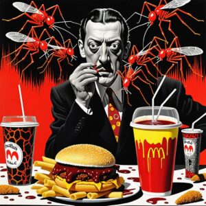 Marco Antonio Caponi Instagram - IA. INVASIÓN ARTIFICIAL 02/4 2024; Bs As,

En febrero del 2024; Bs As, una invasión intenta infectar a toda la población 
Hay un plan siniestro
Hay una dieta macabra
Hay zombies impredecibles invisibles 
Hay un trasfondo político 
un intento de colonización mental
El AI-pocalipsis 

De un oportunista nace MosQBurger.
 
¿Será la salvación? O ¿El fin de la humanidad? 

GENERO: Cine Clase B 

MANÚ “hiperfast food”

1. McMosquito Classic dead

2. Mosquito Deluxe Wrap
 
3. Blood Shake
 
4. Buzzing Sundae
 - Helado con miel y costras húmedas.

5. **Mosquito Muffin:**
.
.
.
.

¿HACEMOS ENTRE TODOS ESTA PELÍCULA? 

Escriban escenas y la armamos 🔳🃏🔥