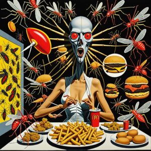 Marco Antonio Caponi Instagram - IA. INVASIÓN ARTIFICIAL 02/4 2024; Bs As,

En febrero del 2024; Bs As, una invasión intenta infectar a toda la población 
Hay un plan siniestro
Hay una dieta macabra
Hay zombies impredecibles invisibles 
Hay un trasfondo político 
un intento de colonización mental
El AI-pocalipsis 

De un oportunista nace MosQBurger.
 
¿Será la salvación? O ¿El fin de la humanidad? 

GENERO: Cine Clase B 

MANÚ “hiperfast food”

1. McMosquito Classic dead

2. Mosquito Deluxe Wrap
 
3. Blood Shake
 
4. Buzzing Sundae
 - Helado con miel y costras húmedas.

5. **Mosquito Muffin:**
.
.
.
.

¿HACEMOS ENTRE TODOS ESTA PELÍCULA? 

Escriban escenas y la armamos 🔳🃏🔥