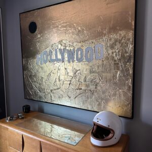 Marco Dapper Instagram - 20 YEARS IN THE DESERT. To all the Dreamers out there… Since it’s my 20th anniversary in Lalaland, I figured I would make a Hollywood sign piece. Such an important symbol in my life. I thought gold was the appropriate color since people come here from around the world to pursue the arts and riches. There’s gold in them hills😎 Anywho this one is 60”x48” oil,acrylic, acrylic spray, and gold leaf on canvas with a matte black floater frame. It is available for purchase. Cheers.  #hollywooddreams #oiloncanvaspainting #goldleafing
