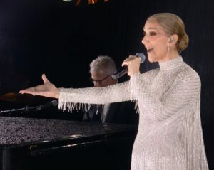 Maria Grazia Chiuri Instagram - The one and only @celinedion closing the Olympic Games Ceremony in Paris in a custom @dior Haute Couture gown we especially created for her. 
It was such a pleasure to take part to this special moment and to create this all over embroidered cape dress for this stunning performance. 
Thank you to @celinedion for choosing @dior and to the incredible team!!