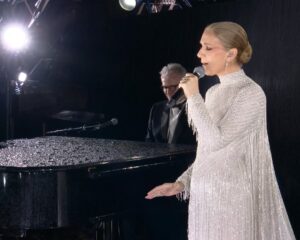 Maria Grazia Chiuri Instagram - The one and only @celinedion closing the Olympic Games Ceremony in Paris in a custom @dior Haute Couture gown we especially created for her. 
It was such a pleasure to take part to this special moment and to create this all over embroidered cape dress for this stunning performance. 
Thank you to @celinedion for choosing @dior and to the incredible team!!