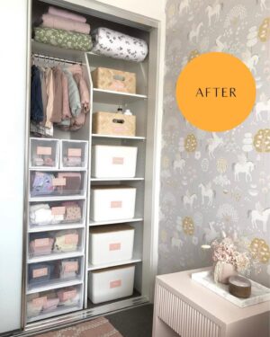 Marie Kondo Instagram - Labeled containers, tidy shelves and a perfect KonMari Fold – this before and after has everything! Kudos to @simplecasita for a gorgeous closet transformation 👏