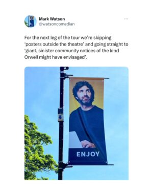 Mark Watson Instagram - SWIPE. (Aberdeen, Masham and Salford this weekend)