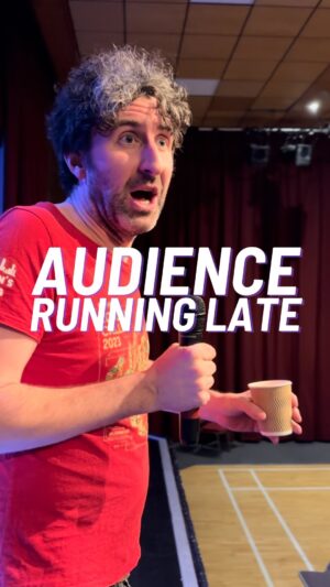 Mark Watson Instagram - Please do not relax before my shows. Yes, I am holding wine. 

#markwatson #taskmaster #lockedout #viral #sensation #crowdwork #standup #preshow