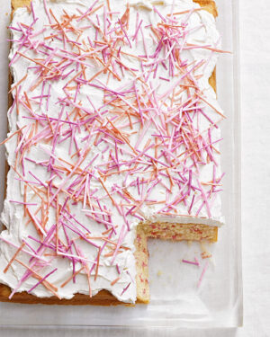 Martha Stewart Instagram - In honor of Martha's birthday, we're baking a childhood favorite made larger than life. Our celebration sheet cake features delicious homemade sprinkles (which are less complicated to make than you'd think!) An old-fashioned cooked milk frosting is the perfect balance of not-too-sweet creaminess. Get the recipe for our confetti cake at the link in bio. 📷: @minh_ngoc