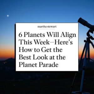Martha Stewart Instagram - Skywatchers are in for a spectacular sight on Monday, June 3. Six planets—Mercury, Mars, Jupiter, Saturn, Uranus, and Neptune—will align in the night sky, visible from almost everywhere in northern hemisphere. Head to the link in our bio to learn how you can catch this planetary parade.