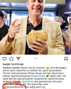 Martin Sonneborn Instagram - Kollege Idiot.
#Dönerpreisbremse steht im PARTEI-Programm…