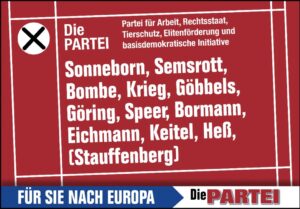 Martin Sonneborn Instagram - Unnützes Wissen (337)
Wussten Sie eigentlich, dass #Stauffenberg auf unserer Liste zur EU-Wahl 2019 stehen sollte? Wir wollten damals auf die (vertragswidrige) Militarisierung der EU und den Rechtsruck aufmerksam machen... (Zum Schluss hatte Stauffi als einziger kein' Bock, war vielleicht besser so... Smiley)