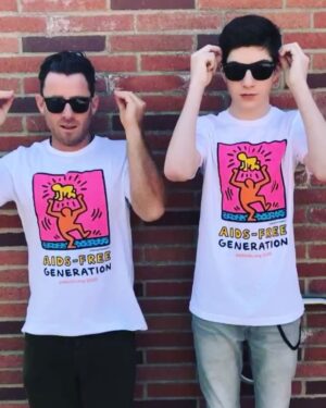 Mason Cook Instagram - Today is #WorldAIDSDay⁠ ⁠ and as a celebrity ambassador for @egpaf I’m proud to support them in their effort to #endAIDS in children globally. For a limited time only, give $20 or more and get a @keithharingfoundation t-shirt! Get yours today: pedaids.org/2020. #AIDSFreeGeneration