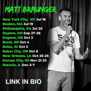 Matt Braunger Instagram - Where I’ll be the rest of the year. Are you in any of these magical towns? Come see a silly goof live! Or tag a friend who lives there. If I’m not coming to your town, there’s also a link to tell me where to go. I love you ❤️ 🎤 🍻 ✈️
🖼️ @comediandiscovery #comedy #tour #standup #poster #mattbraunger