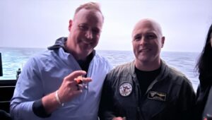 Matt Iseman Instagram - Man thanks to @usnavy for the trip of a lifetime… got to ride an Osprey out to the USA Carl Vinson, America’s Favorite Aircraft Carrier.  Incredible to see a floating city that works as smoothly as this one.  Even more impressive to be on the deck as F/A -18s and F-35s launch and return. Best of all, the ships Captain, XO & Command Master Chief are  all fans of Ninja Warrior.  Thanks to @daviddaitch1 for making it happen.
