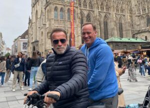 Matt Iseman Instagram - What an honor to be back in Vienna hosting the Austrian World Summit for @schwarzeneggerclimateaction  Amazing to meet the climate action leaders who will save the planet. Almost as cool as getting a bike tour from the Boss himself (no, we weren’t on a tandem bike). Thanks to man who is an absolute force of nature, @schwarzenegger .