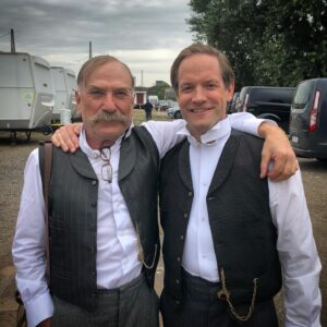 Matt Letscher Instagram - Reason number ? to check out The Alienist tonight. Ted Levine, ladies and gentlemen. The Ohio cowboy. Every day on set was an adventure. One morning he fashioned a surprisingly powerful blow gun with just spare parts laying around the green room. Don’t think he wouldn’t use it either.
#thealienist #tedlevine #notkiddingabouttheblowgun