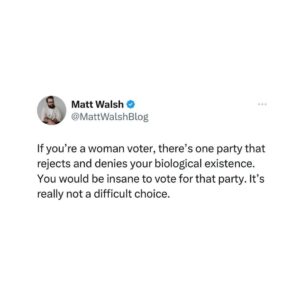 Matt Walsh Instagram - Just a quick question for any Democrat celebrating the fact that Kamala could be our first woman president: what is a woman?