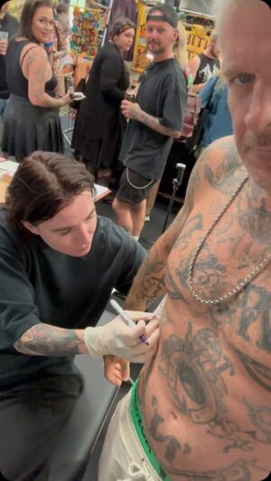 Matthew Pritchard Instagram - Cornwall tattoo con 

Popped down to the @cornwalltattooconvention1 yesterday for the first time, mega it was. 
We had an @swydtattoo stall next to the @tayloredskin gang from Newport. 
I wanted to get my recent cycling challenge from Lands End to John O’Groats stamped on my torso for life so sat with Roxy and got it planted right on my ribs, cheers Rox 👊🏽👊🏽

They had the @mobile_transitions ramp there also and was good to bump into @leeblackhell151 and watch him have a shred. 

Nice to meet everyone, good luck for today. 

🌑 @roxide_neutrino 
🌑 @sophiamaria_tattoos 
🌑 @craig_tattooz 

#CornwallTattooCon #SWYD #Tattoo