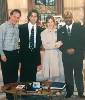 Mayim Bialik Instagram - This is me and Joey Lawrence maybe 4th season of Blossom with our incredible first AD Rusty Coleman (on the right) and our second AD Marc Peterson (on the left). Rusty and Marc ran a great set and made every day fun and enjoyable. What a flashback!!