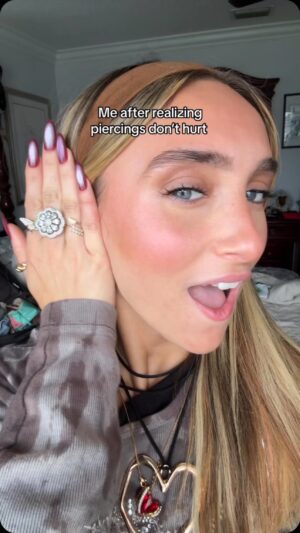 McKenzi Brooke Instagram - I lost track of how many I have 😂😭 but MORE TO COME!!!! #piercing #earpiercing #piercings #comedy #relateable