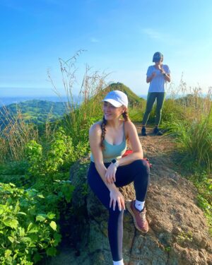 Meg Imperial Instagram - Another adventure for the duo! 😄💖 It was a bit tough for me, especially since I’m on a low-calorie diet. Still, I was overjoyed to witness the stunning scenery of Mt. Batulao (Peak 9). Huge thanks to Natty for being incredibly kind and not pushing me too much during our hike. Hehe 😜

#meggoesto
#mtbatulao