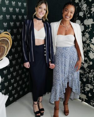 Meghann Fahy Instagram - Bbs first @wimbledon & first Pimms & I love the tennis & these angels!!! Thank you @ralphlauren 💙🤍