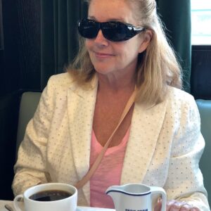 Melody Thomas Scott Instagram - #myfridaymorning After cataract post op with eye doc (hence the crazy doc-supplied dark glasses,) I ordered the very FIRST cup of ☕️ coffee in my life! #petittroislevalley (Writing a book can have such an effect!) Check out their side of pig! They call it side of bacon!! Upon returning home, had to give Chi Chi some love!