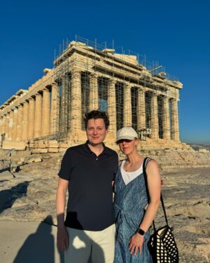 Mia Farrow Instagram - My son Fletcher visiting friends in Greece with Gillian ( my daughter in law) and their daughter, Wynnie