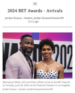 Michael Jai White Instagram - “Date Night” with my wife @iamgillianwhite at the 2024 BET AWARDS last night! @bet 🖤🤍 #powercouple #couplegoals #husbandandwife #awards #redcarpet #music #datenight #bet