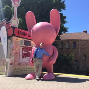 Michael Palin Instagram - This is me with my pink rabbit friend in Perth, taken by a Japanese tourist
