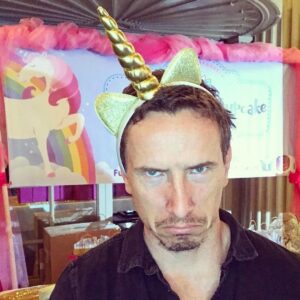 Michael Traynor Instagram - I present to you — Arnold, The Disgruntled Unicorn*.
.
.
.
*available for kids’ birthdays and/or bachelorette parties.