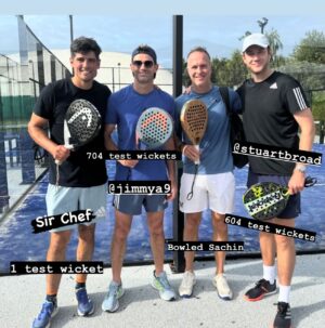 Michael Vaughan Instagram - Loved the Test match few days in Nottingham .. close contest until the last couple of hours .. Loved the pre game routine of Padel/Sauna/Steam/Plunge pool & Bacon Sarnie with @stuartbroad @jimmya9 & Sir Chef .. thanks @david_lloyd_westbridgford for having us 👍👍