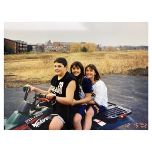 Michael Vlamis Instagram - Happy birthday, Stephy! Working in some pics with Kels because I miss her too and don’t want her to feel left out. Look at us, handling the rock, smiling through this unexplainable photo shoot in the backyard. Did we do this shoot by choice? Were we really that happy? How tall is the rim? Do you think Polaris will give us a brand sponsorship? I need answers! Until then, hope you’re laughing a lot, eating delicious food, and still handling the rock like you did in ‘02. Love, Mikey ❤️