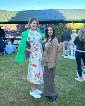 Michelle Collins Instagram - Cosplaying as a WASP is impossible for me but I gave it my best!! 🎾 Dream day @wimbledon from start to finish, including falling to my knees over an ottoman in a dark movie theater at 1AM only to be recognized by someone at that very moment. A full recap to come on the show tomorrow but big thanks to @simonenathan for my make-a-mich wish watching the only sport I acknowledge other than the Olympics 🍓 Need to figure out how to crash it again asap I’m addicted #MayorWimbie