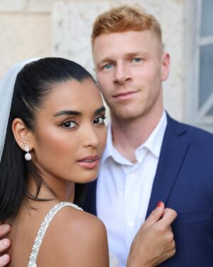 Michelle Madrigal Instagram - I prayed for a lifetime partner who honors God above all. A Christ-centered relationship is a true blessing from above. Your gentle heart, calm demeanor, and wisdom make it so easy to follow your lead.

Thank you for always prioritizing my needs and treating Anika as your own. I love doing life with you and look forward to having more children together. 🩵

📸 @terrahjade 
😁 @tejaspateldds