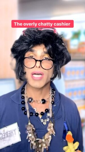 Micky Shiloah Instagram - The overly chatty cashier. Theresa returns to keep talking for forever - this time to customers at her job at the Duck Duck Food supermarket. 

Check out my Patreon for more exclusive content (link in bio)

More characters like this live on stage with @lpnsimprov 
Thank you to @laurenpatricenadler for some of the wardrobe options. 
@tinaorloff for the old gray wig 😂

#supermarket #grocerystore #cashier #chatty #chattycathy #motormouth #customerservice #cashiers #talktoomuch #newyork #newyorkers #longisland #sketchcomedy #snl #actor #funny #comedyskit #longislandmoms #loquacious #foodshopping