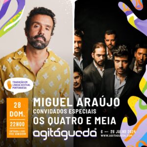 Miguel Araújo Instagram - Para fechar mais um edição deste festival, não podíamos deixar por menos!

Amanhã temos @miguel_araujo_insta ! Músico, cantor, compositor e letrista - este homem faz quase tudo - deve ser um “d’os maridos das outras”, de certeza. 😁

Vai subir ao palco na companhia d’@osquatroemeia, sempre donos de uma forma descontraída e bem-disposta que transmitem nas músicas que orgulhosamente escrevem na língua de Camões!

Obrigado pelo vosso apoio ao longo desta edição! Juntem-se a nós para terminar este Agitágueda com mais uma noite em cheio! Até já!!!🎤🎵❤️ 

#agitagueda #artfestival #urbanartsfestival #urbanart #concertos #agueda #radiocomercial #miguelaraujo #osquatroemeia @agueda.tv @visitagueda