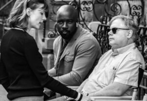 Mike Colter Instagram - Looking forward to another episode of @evil ? Here's another Fun Stack aka Photo Dump:)😈 😇 #paramountplus #netflix #bts  #mikecolter #onset #napping #severedarm #sfx #spaceballs #lordvader #harrassment  #middlefinger 🖕🏻 #fucken #blowup #dolls