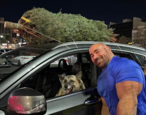 Mike Ergas Instagram - Mr Jay and @giorgibear helping me pick out a Christmas tree! #ilovechristmas #christmas #christmastree #treehunting #MrJaywasveryhelpful