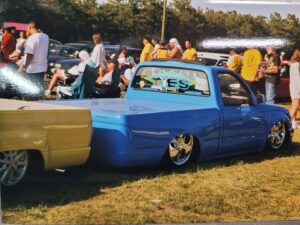 Mike Finnegan Instagram - #tbt pics courtesy of my guy Phil Fowler.  These were taken the first weekend after the full makeover of my 1997 Tacoma was completed. Four link, air bagged and Body dropped it in my parents garage. Shave job and Porsche Riviera blue paint my Eurocraft Collision in Middletown, New York. MIG welding lessons from NY minitruck building legend Shawn Webber. Made a lot of road trips and memories in this truck and it pretty much earned me my first job in publishing at Mini Truckin Magazine when I sucked at taking pics and probably writing, too. lol.