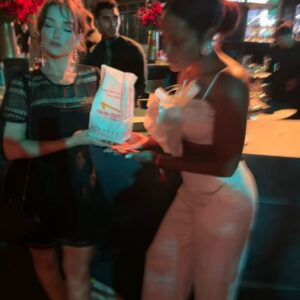 Milana Vayntrub Instagram - Went to the premiere of @onlymurdershulu to show you my calves. Wait no. I mean to celebrate the work of idols, friends and strangers. The first episode of season 4 is so fun and the party was blast! Thanks for having us @hulu!

Always wearing my @coattmorsecoded bracelet. This one says Thank You in Morse code because being grateful keeps the good times coming, and they don’t stop comin.