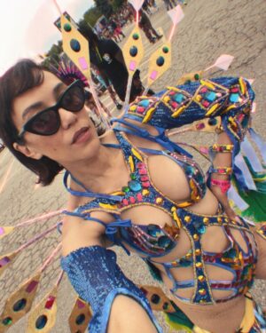 Mishel Prada Instagram - Baby’s first carnival 🦚 

Couldn’t have asked for a better mas band, thank you @tribalcarnival @dirtymedicstoronto for having us. It was truly one for the books, especially because we thought we were just walking a parade and didn’t realize, until a few minutes before, we were going to have to be on actual grand stand stage dancing and performing for judges. Naturally our band won Band of the Year 💅

#caribana #torontocarnival