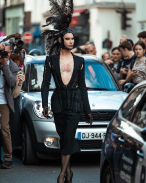Miss Fame Instagram - Mistress FAME for @jeanpaulgaultier x @nicolas.difelice. Styled with impact by @laurentdombrowicz wearing a look by #JeanPaulGaultier himself | headpiece by @lorenzoseghezzi | assisted by @atelier.fhd | hidden hair @parizhair | image 1 & 2 @gorbun_roman #MissFame #MissFashion #hautecouture #Paris #nicolasdifelice