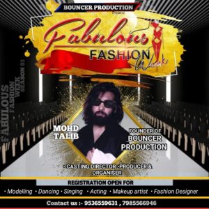 Mohd Talib Instagram - Fabulous fashion week 
A show by - @mohdtalibofficially

In frame - @mohdtalibofficially
 
Celebrity/grooming by - @allanmonteiroofficial

Concept by - @officiallyshivangi 

Videography partner/ Photography partner - @soloshoot_photographer25
@sur_photography_kanpuriya @itspatel_studio
@photohouse27
@pk_photography8115

Our partner - @psit_wale & @abmofficial_

LOCATION - KANPUR

Registration Open.
WhatsApp your profile - 9536559631.
𝐍𝐚𝐦𝐞 - 
𝐇𝐞𝐢𝐠𝐡𝐭- 
𝐀𝐠𝐞
𝐂𝐨𝐧𝐭𝐚𝐜𝐭 𝐧𝐮𝐦𝐛𝐞𝐫 - 
𝐄𝐦𝐚𝐢𝐥 -
𝐒𝐨𝐦𝐞 𝐩𝐡𝐨𝐭𝐨𝐬 -
𝐂𝐚𝐭𝐞𝐠𝐨𝐫𝐲 - 𝐌𝐨𝐝𝐞𝐥𝐥𝐢𝐧𝐠 , 𝐃𝐚𝐧𝐜𝐞, 𝐒𝐢𝐧𝐠𝐢𝐧𝐠, 𝐀𝐜𝐭𝐢𝐧𝐠.

.
.
.
.
.
.
.
#modeling #model #photography #fashion #photoshoot #photooftheday #instagood #instagram #love #style #portrait #beauty #photographer #fabulousfashionweek #beautiful #bouncerproduction #picoftheday #like #modellife #art #makeup #likeforlikes #cute #portraitphotography #girl #fashionblogger #me #models #smile #myself