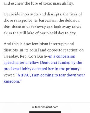 Mona Eltahawy Instagram - My new essay: On Vice President Kamala Harris, Rep. Cori Bush, disruption, protest, feminism and genocide.

Genocide is not polite. Genocide interrupts. Genocide is that action for which there must be an equal and opposite reaction.

Feminism must be that equal and opposite reaction to genocide not only because genocide kills women and children and maims and terrorises pregnant women. Feminism is not only about women and children and pregnant women. Feminism is about destroying patriarchy, and what is genocide but patriarchy writ large; toxic masculinity drunk on its power and ability to dominate, to obliterate, to kill, maim, and terrorise women, children, and men.

Feminism is not merely a woman in a position that has never been held by a woman before. Feminism is a woman in a position of power who uses that power to destroy, not uphold, patriarchy.

Genocide interrupts and disrupts: the lives of those ravaged by its barbarism; the delusion that those of us far away can look away as we skim the still lake of our placid day to day.

Asking protesters demanding the U.S. end its support for Israel’s genocide "Do you want Trump?" is the wrong question to ask.

The question is when will the U.S. stop arming, aiding, and abetting Israel's barbarism?

Link in bio and stories 

https://www.feministgiant.com/p/essay-feminism-vs-genocide