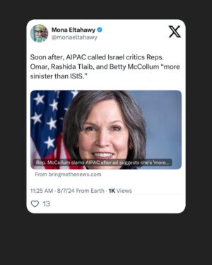 Mona Eltahawy Instagram - “All they did was radicalize me, so now they need to be afraid.” 

“They about to see this other Cori, this other side…AIPAC, I’m coming to tear your kingdom down.,” Rep. Cori Bush, in her concession speech after losing the Democratic primary: 

I have lived in the U.S. for 24 years and I have never heard a politician here say that.

Cori Bush was one of the few Congresspeople I respected. Fuck AIPAC.