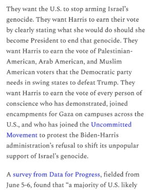 Mona Eltahawy Instagram - My new essay: On Vice President Kamala Harris, Rep. Cori Bush, disruption, protest, feminism and genocide.

Genocide is not polite. Genocide interrupts. Genocide is that action for which there must be an equal and opposite reaction.

Feminism must be that equal and opposite reaction to genocide not only because genocide kills women and children and maims and terrorises pregnant women. Feminism is not only about women and children and pregnant women. Feminism is about destroying patriarchy, and what is genocide but patriarchy writ large; toxic masculinity drunk on its power and ability to dominate, to obliterate, to kill, maim, and terrorise women, children, and men.

Feminism is not merely a woman in a position that has never been held by a woman before. Feminism is a woman in a position of power who uses that power to destroy, not uphold, patriarchy.

Genocide interrupts and disrupts: the lives of those ravaged by its barbarism; the delusion that those of us far away can look away as we skim the still lake of our placid day to day.

Asking protesters demanding the U.S. end its support for Israel’s genocide "Do you want Trump?" is the wrong question to ask.

The question is when will the U.S. stop arming, aiding, and abetting Israel's barbarism?

Link in bio and stories 

https://www.feministgiant.com/p/essay-feminism-vs-genocide