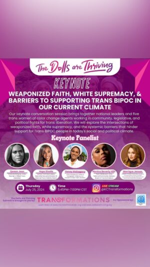 Monica Beverly Hillz Instagram - A big THANK YOU to our amazing keynote panelists for their unique and powerful perspectives.

Our keynote conversation session brings together national leaders and five trans women of color change agents working in community, legislative, and political fights for trans liberation. 

We explore the intersections of weaponized faith, white supremacy, and the systemic barriers that hinder support for Trans BIPOC people in today's social and political climate. 

Panelists Hope Giselle (Author, Communication Specialist, and Executive Director of National Trans Visibility March), Qween Jean (Costume Designer, Artist & Founder of Black Trans Liberation), Honey Mahogany (Artist, Director of San Francisco's Office of Transgender Initiatives, Co-Founder of The Transgender District), Monica Beverly Hillz (Trans Media Icon, Artist, National Community Advisory Board of Transformations), join Moderator Merrique Jenson (President, Founder & Executive Director of Transformations, Chair of Theatre Communications Group's National Fund for The Dolls, and HTVN Faith Consultant) as they will highlight the challenges and strategies for fostering a more inclusive and supportive environment.

#TheDollsAreThriving