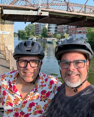 Mrs. Kasha Davis Instagram - Perfect day with my #love @splevins ♥️♥️ Bike ride on the #eriecanal in a #blouse from @seaplaneshirts 

Now for a relaxing evening at home!🏠 #simple #grateful