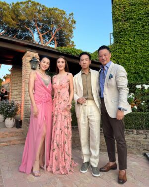 Myolie Wu Instagram - Huge congratulations to the beautiful couple Karena and Brian. I really love going to weddings and witnessing my friend’s happiness and love.
The entire wedding was just perfect. Starting from this welcome party, so beautiful and romantic. From the choice of the hotel Borgo San Felice, to the beautiful setting, live music, positive and happy vibe, the rustic food of Tuscany, and then so many pretty and handsome friends in attendance. But of course - none more stunning than the bride and groom. 
What a way to perfectly execute a wonderful and romantic destination wedding. Well done 👏🏻 ♥️
@karena_ngs @brian_sph @hakkaphil 
#wedding 

👗💍👜 @givenchy 
#givenchy
