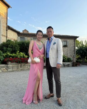 Myolie Wu Instagram - Huge congratulations to the beautiful couple Karena and Brian. I really love going to weddings and witnessing my friend’s happiness and love.
The entire wedding was just perfect. Starting from this welcome party, so beautiful and romantic. From the choice of the hotel Borgo San Felice, to the beautiful setting, live music, positive and happy vibe, the rustic food of Tuscany, and then so many pretty and handsome friends in attendance. But of course - none more stunning than the bride and groom. 
What a way to perfectly execute a wonderful and romantic destination wedding. Well done 👏🏻 ♥️
@karena_ngs @brian_sph @hakkaphil 
#wedding 

👗💍👜 @givenchy 
#givenchy